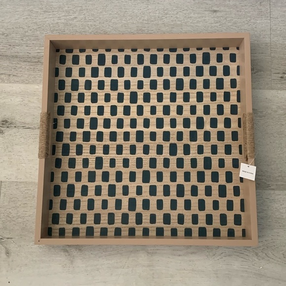 Wooden tray large oversized printed teal with handles new home decor traditional - Picture 2 of 12